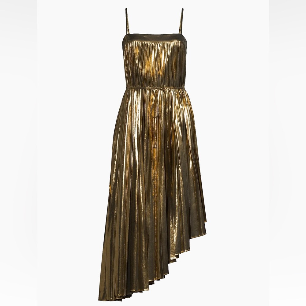 Milly Irene Metallic Asymmetric Midi-Dress